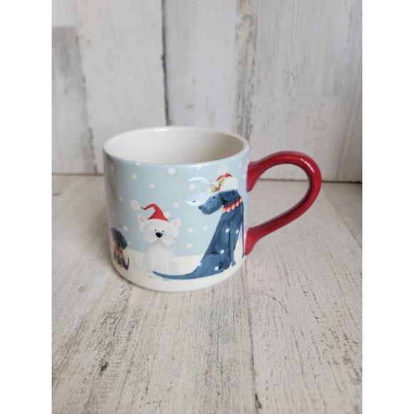 Pier One dog Santa Claus hat mug puppy snow Xmas home decor - Picture 1 of 6